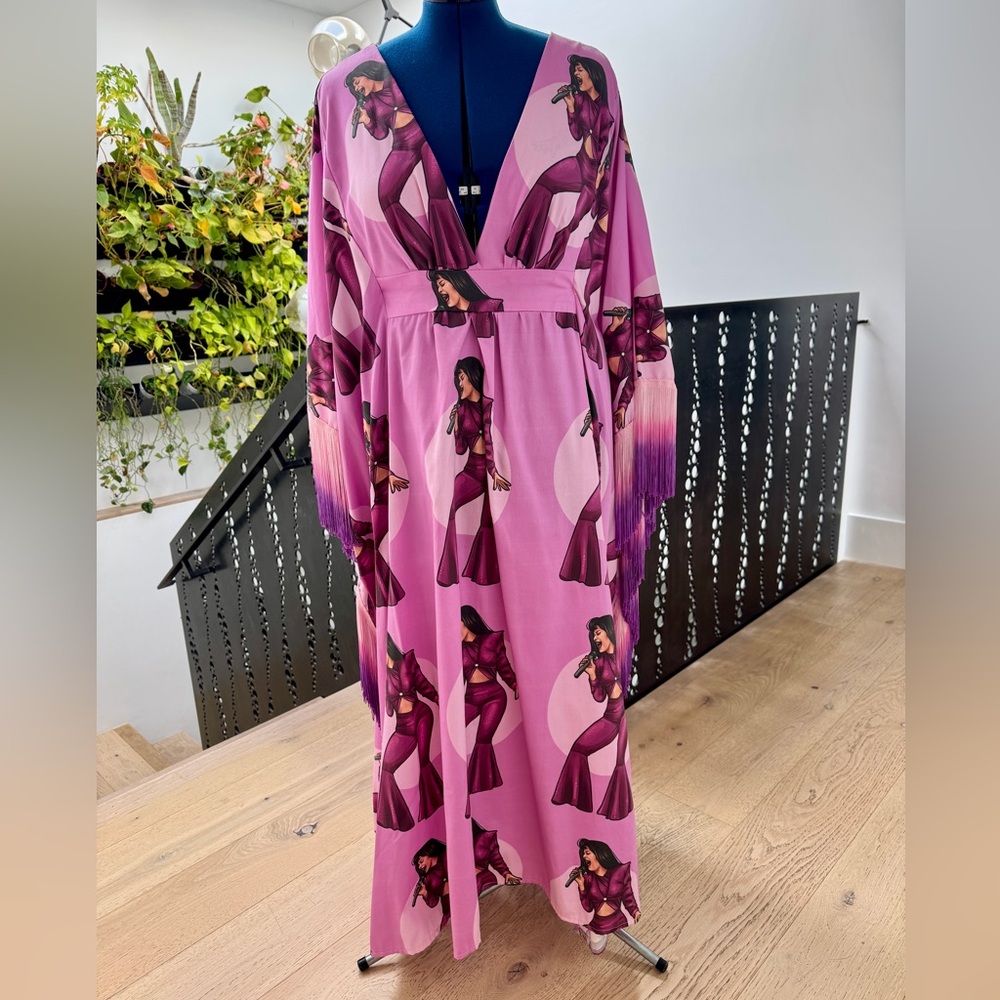 Lauren of Palm Springs - Selena Fringe-Sleeve Kaftan - XL